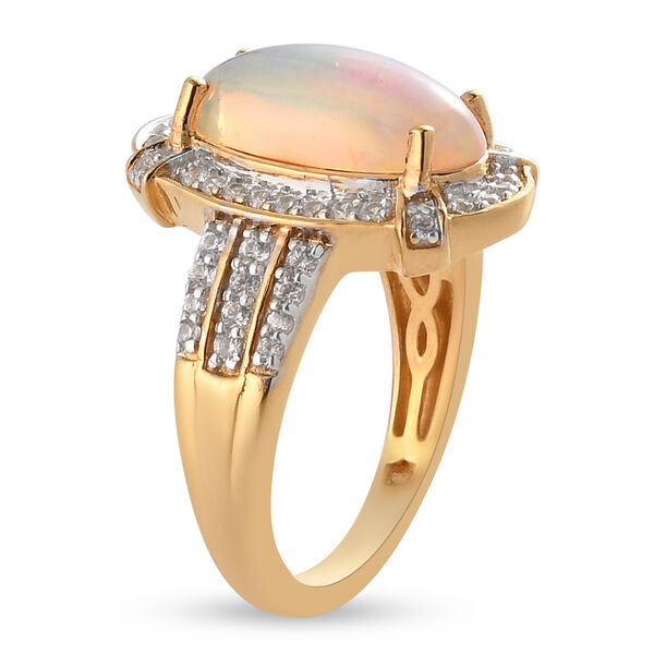 Natürlicher, äthiopischer Opal und Zirkon-Ring, 925 Silber Gelbgold Vermeil  ca. 2,90 ct image number 5