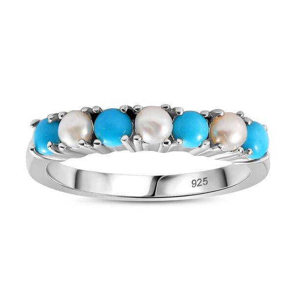 AA Sleeping Beauty Türkis und Süßwasserperlen Ring - 0,71 ct. image number 4