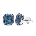 Blauer Diamant P3 Ohrringe 925 Silber platiniert ca. 1.00 ct