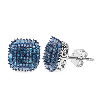 Blauer Diamant P3 Ohrringe 925 Silber platiniert ca. 1.00 ct