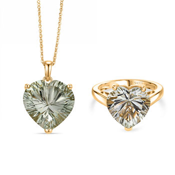 D'Joy AA Prasiolith Ring und Anh&auml;nger mit 50cm Kette