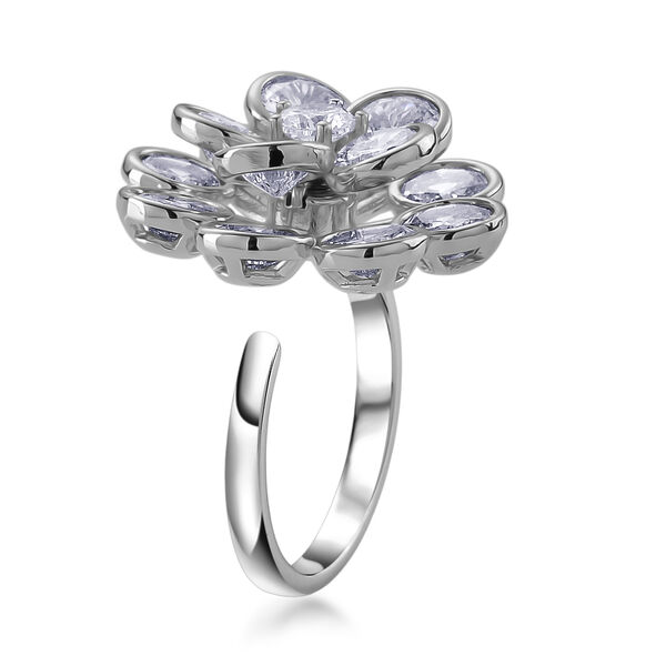 Wei&szlig;er Zirkonia Ring Nickelfreies Messing, flexible, (Gr&ouml;&szlig;e 17.00-19.00) image number 4