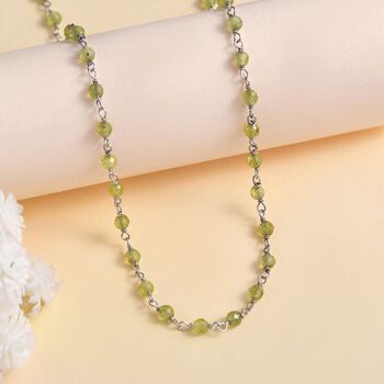 Peridot Halskette ca. 50 cm 925 Silber rhodiniert ca. 20.00 ct
