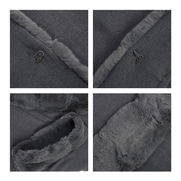 LA MAREY - Stilvoller langer Mantel mit Kunstpelzrand, 108x100cm, dunkelgrau image number 7