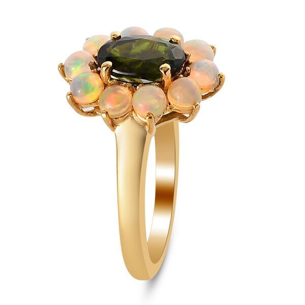Natürlicher Chromdiopsid und äthiopischer Opal-Ring, 925 Silber vergoldet  ca. 2,07 ct image number 5