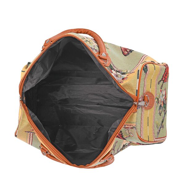 Reisetasche, 45x23x27cm, Hellgrün mit Schmetterlings- und Blumenmuster image number 5