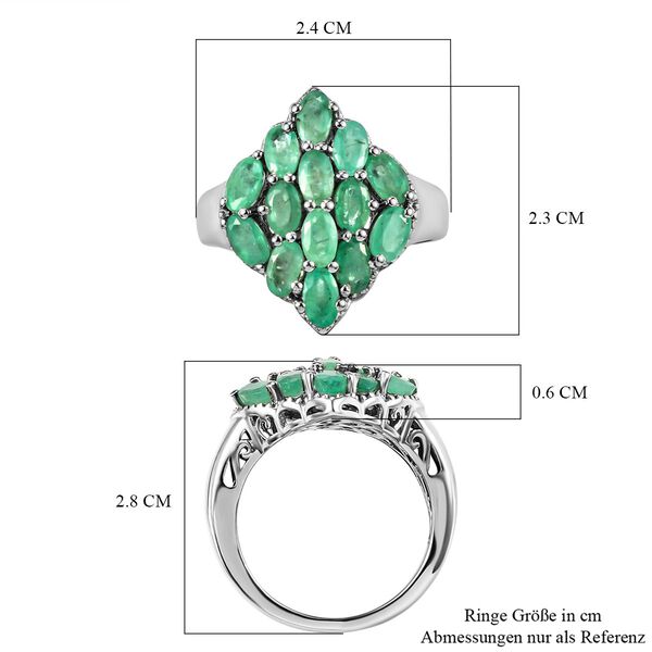 Kagem sambischer Smaragd-Ring, 925 Silber platiniert  ca. 3,29 ct image number 6