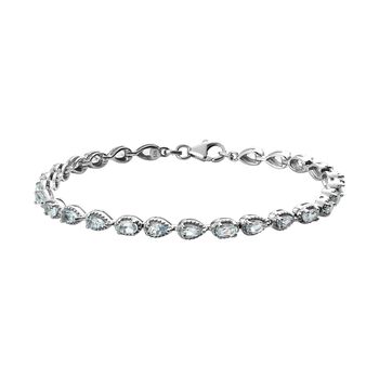 Himmelblaues Topas Armband, ca. 20 cm, 925 Silber platiniert ca. 8,49 ct