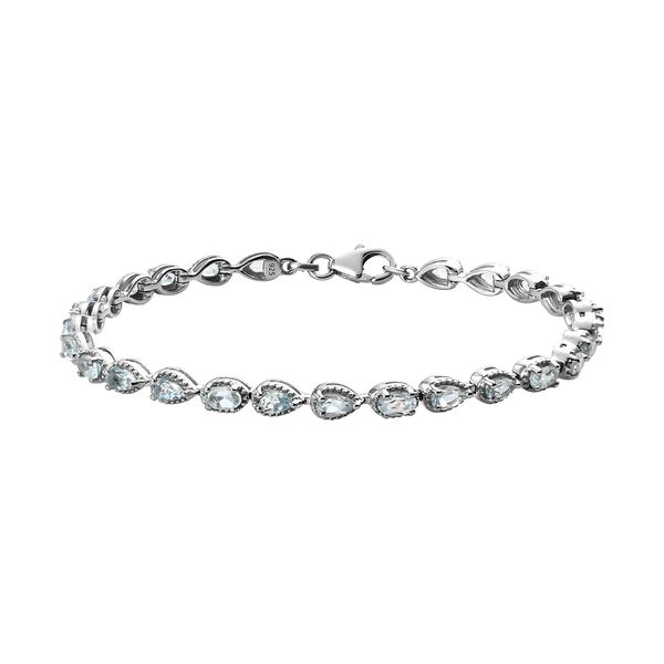 Himmelblaues Topas Armband, ca. 20 cm, 925 Silber platiniert ca. 8,49 ct