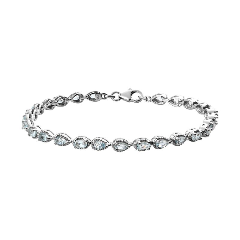 Himmelblaues Topas Armband, ca. 20 cm, 925 Silber platiniert ca. 8,49 ct image number 0