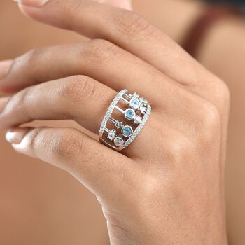 GP Celestial Kollektion- Schweizer Blautopas, Zirkon und blauer Saphir Ring - 1,24 ct.