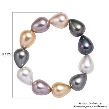 Flexibles mehrfarbiges Tropfen Muschelkernperle Armband