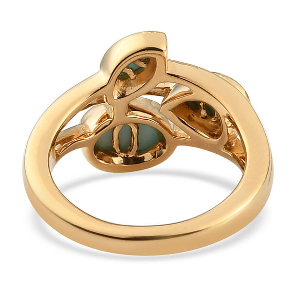 Larimar 3 Stein Ring 925 Silber 585 Vergoldet image number 6