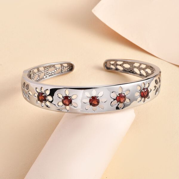 Roter Granat Armreif ca. 19 cm Edelstahl ca. 3.32 ct image number 2