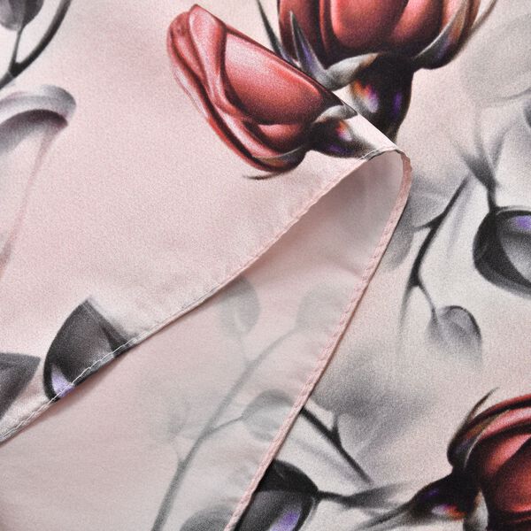 LA MAREY gemusterter Quadratschal aus 100% Seide, Rosa und rot image number 3