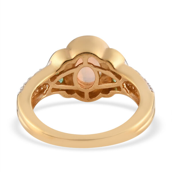 Natürlicher Äthiopischer Opal und Smaragd Ring, 925 Silber vergoldet  ca. 1,31 ct image number 5