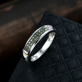 D'Joy Grüner Diamant Ring 925 Silber rhodiniert (Größe 16.00) ca. 0,10 ct