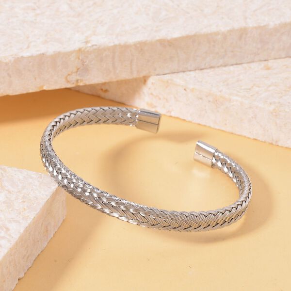 Gewebtes flexibles Armreif, ca. 15,00g, silberfarben image number 2