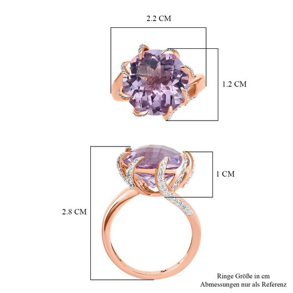 GP Art D&eacute;co Kollektion - Rose De France Amethyst und Kanchanaburi blauer Saphir-Ring in ros&eacute;vergoldetem Silber - 9,49 ct. image number 6