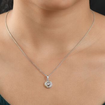 D joy AAA Premium Malagasy Mondstein, Wei&szlig;er Zirkon Galactic Swirl Anh&auml;nger, 925 Silber platiniert und vergoldet ca. 0.25 ct