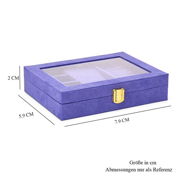 Samt Schmuckbox mit 5 Silberputzt&uuml;chern, 20x15x5cm, Lila image number 9