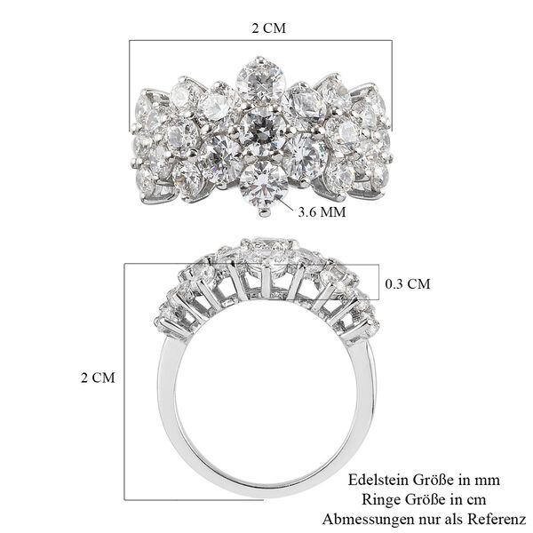 LUSTRO STELLA Hergestellt mit ZIRKONIA Cluster Ring 925 Silber Platin-&Uuml;berzug (Gr&ouml;&szlig;e 16.00) ca. 4,54 ct image number 6