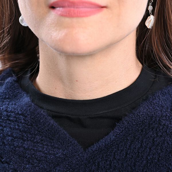 TAMSY- Strick-Poncho mit Perlen, Blau image number 5