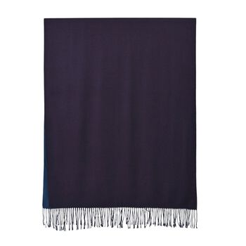 Eleganter doppelseitiger Schal mit Fransen, 68x180cm, Marineblau