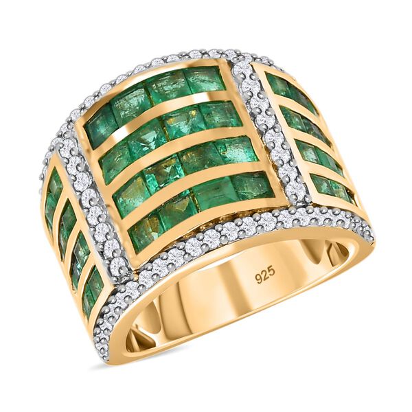 AAA Kagem sambischer Smaragd und Zirkon-Ring - 4,24 ct. image number 4