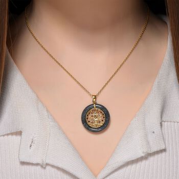 D'Joy nat&uuml;rlicher Olmek Jadeit und roter Granat Anh&auml;nger mit 50cm Kette - 6 ct.