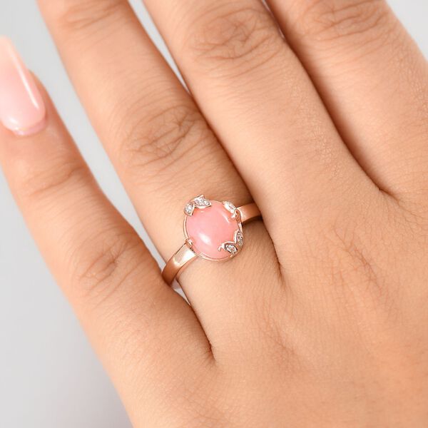 AA Vinicunca-Peruanischer Opal, Weißer Zirkon Ring 925 Silber 750 rosévergoldet (Größe 21.00) ca. 2,40 ct image number 2