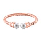 Kristall-Perle Armreif, Flexibel, Reiner Edelstahl, Roséfarben