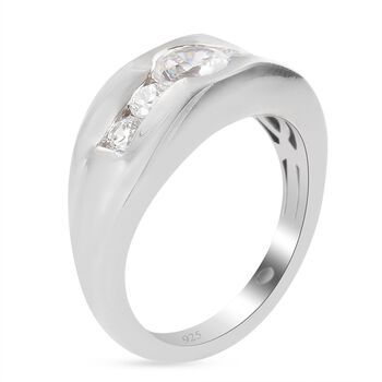 LUSTRO STELLA Hergestellt mit ZIRKONIA Ring 925 Silber Platin-&Uuml;berzug (Gr&ouml;&szlig;e 16.00) ca. 1,81 ct