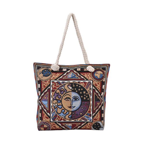 Jacquard gewebte Jute-Tasche mit Mond Design, 42x34 cm, Mond image number 0