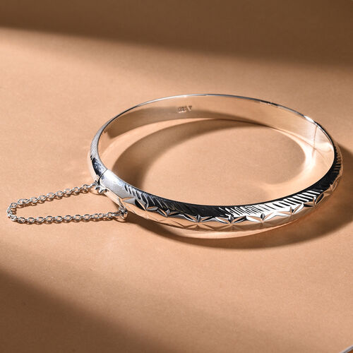 Diamantschliff Armreif, 18 cm, 925 Silber rhodiniert, 9,00g image number 1