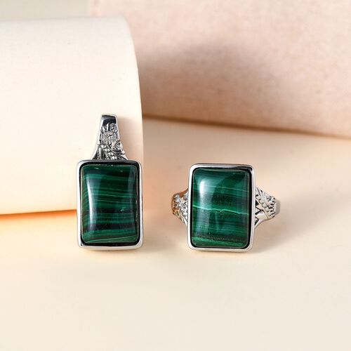 Malachit Schmuckset  Edelstahl ca. 16,00 ct. image number 1