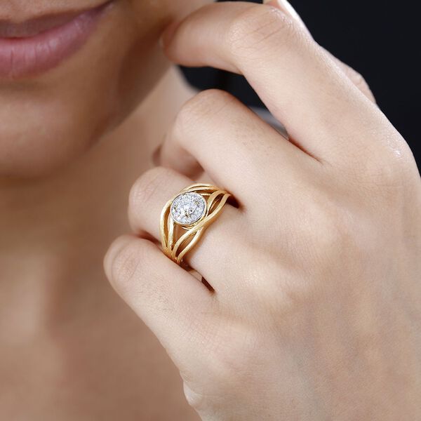 Moissanit Ring 925 Silber 750 Gelbgold Vermeil (Gr&ouml;&szlig;e 18.00) ca. 0.60 ct image number 3