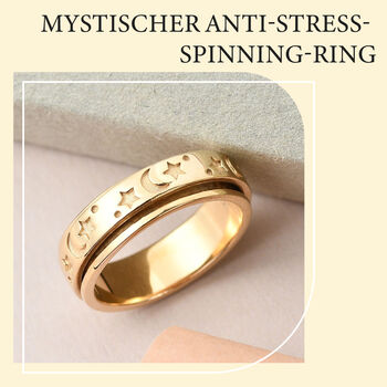 Nachthimmel Spinning Ring Geschenkset in vergoldetem Silber