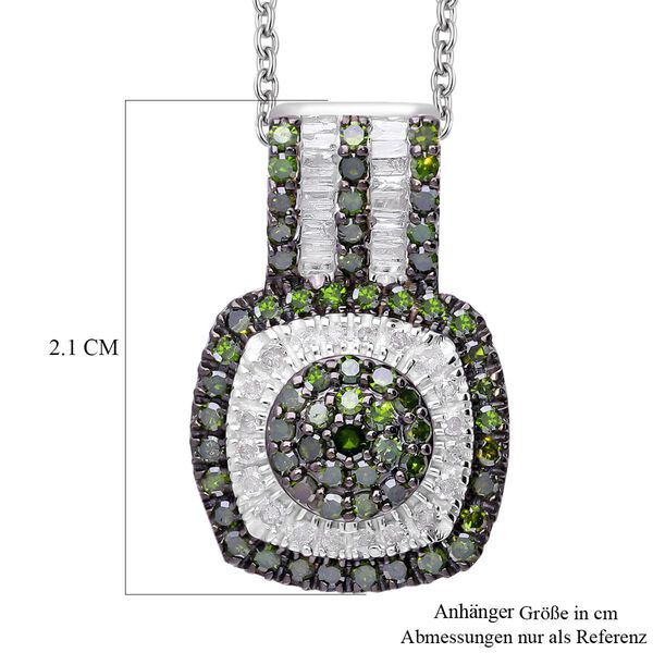 Grüner und weißer Diamant-Anhänger mit 50cm Kette - 0,98 ct. image number 4