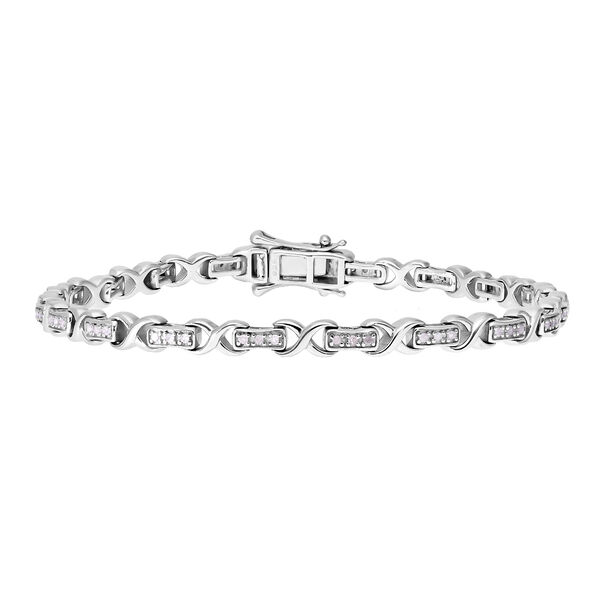 Weißes Diamant Armband, ca. 20 cm, 925 Silber platiniert ca. 0.25 ct image number 0