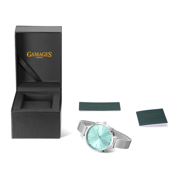 Gamages Of London Spectacle Schweizer Uhrwerk Diamant Set Damenuhr -  Blau image number 4