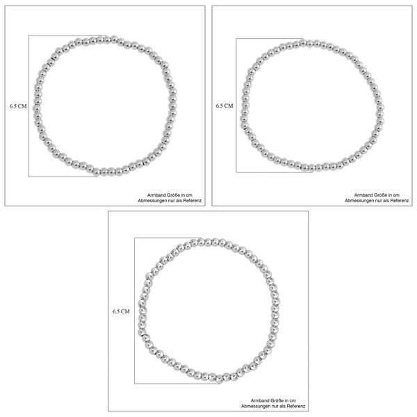 5er-Set – Kugel-Perlen-Armbänder in Silberton image number 5