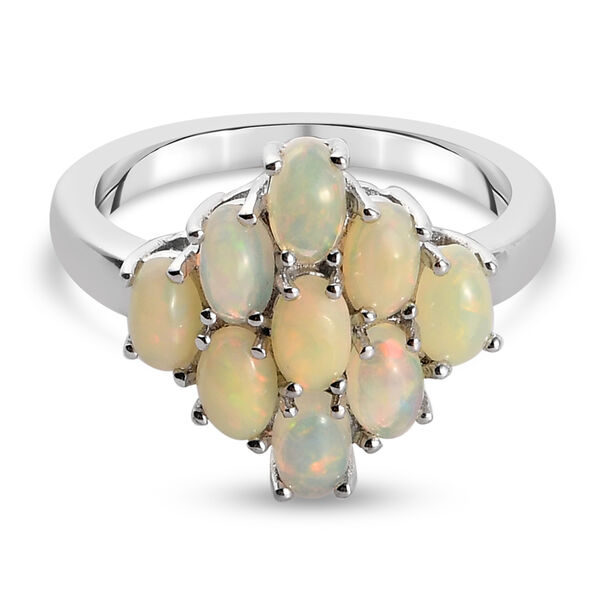 &Auml;thiopischer Opal Cluster Ring 925 Silber Platin-&Uuml;berzug image number 6
