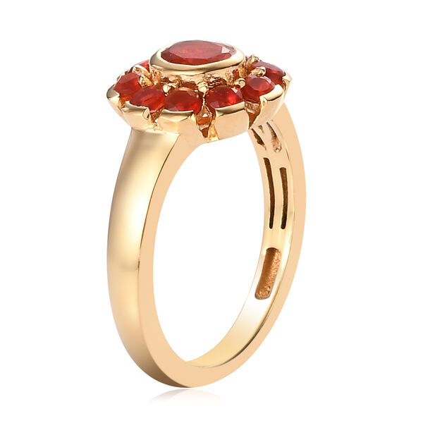 Mexikanischer Kirschfeuer-Opal Ring 925 Silber vergoldet  ca. 0,67 ct image number 5