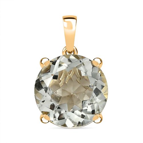 D’joy AA Prasiolite, Weißer Zirkon Anhänger 925 Silber 750 Gelb Vergoldet ca. 6.16 ct image number 0