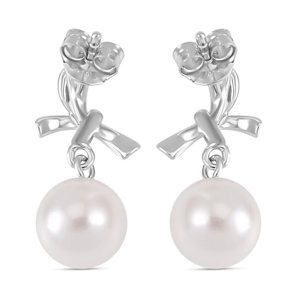 Wei&szlig;e Muschelkernperle und Zirkonia -Ohrringe - 7,65 ct. image number 5