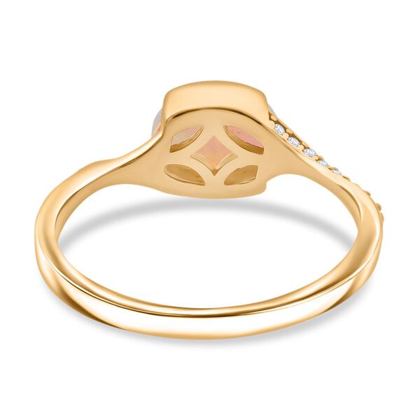 Natürlicher, äthiopischer Welo Opal und Zirkon Ring, 925 Silber vergoldet - 0,99 ct. image number 6