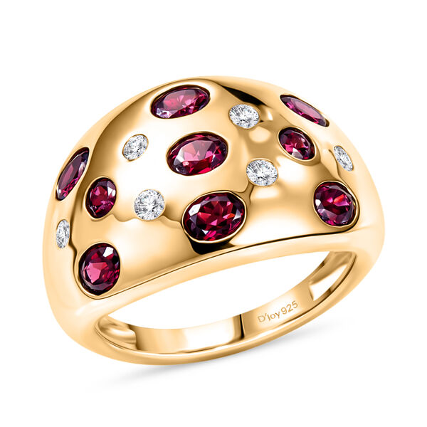 D'Joy - Kaiserlicher Hofring AA Nat&uuml;rlicher Rhodolith Granat Ring 925 Silber 750 Gelbgold Vermeil (Gr&ouml;&szlig;e 20.00) ca. 2.29 ct image number 3