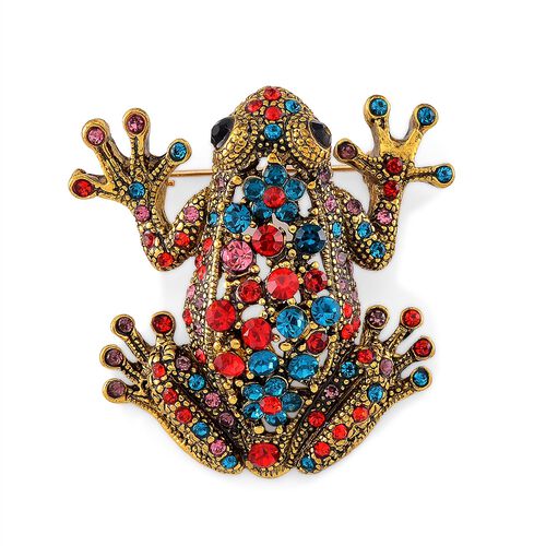 Blauer Kristall Brosche Antikes Gold image number 0