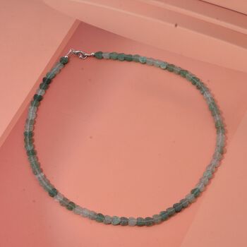 Gr&uuml;ner Quarz Halskette ca. 45 cm 925 Silber ca. 63.00 ct